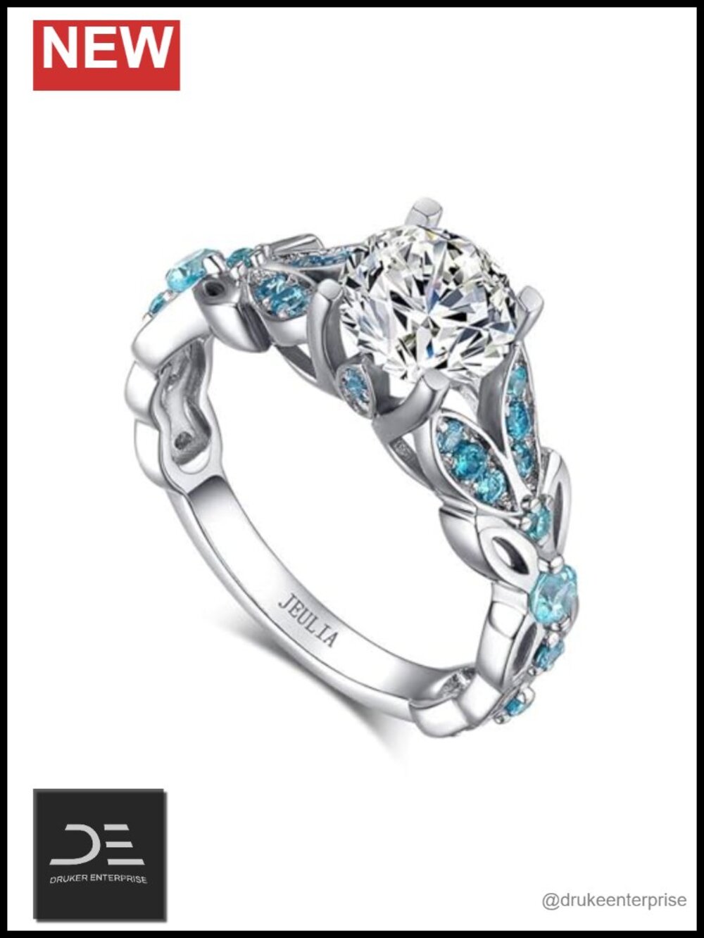 Sterling Silver Butterfly Engagement Ring w/ Amethyst & White Stone, Round Cut